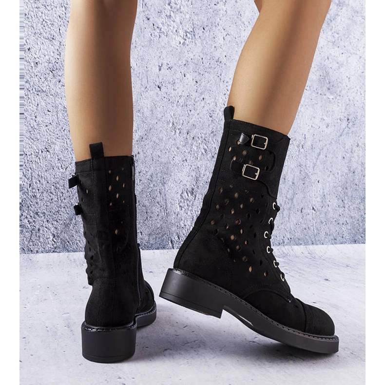 Legault black openwork boots 1