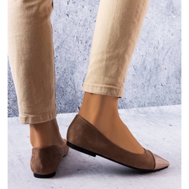 Brown patent patent flats from Thibault beige 1