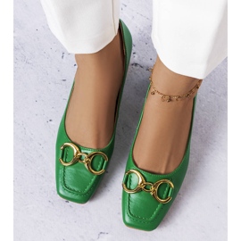 Green square toe pumps from Neufvill 1