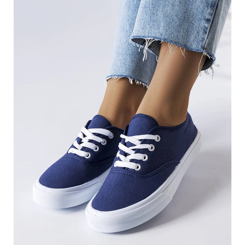 Navy fabric sneakers from Fantina blue 1
