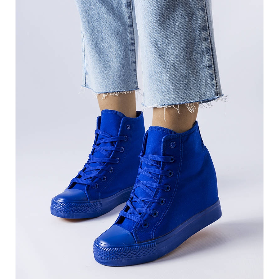 Royal blue wedge sneakers sales