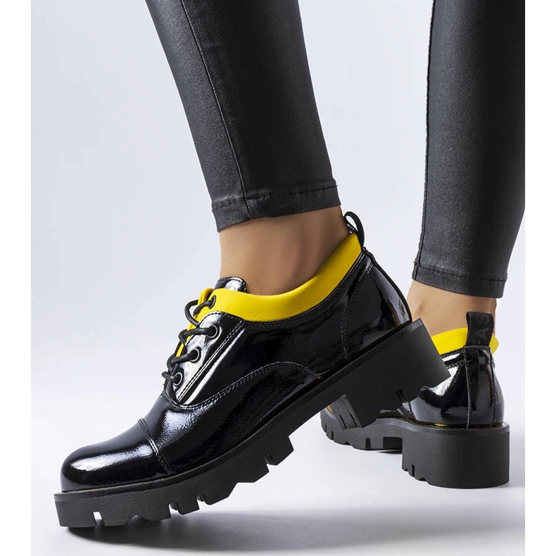 Black and yellow patent leather shoes from Amandier 1