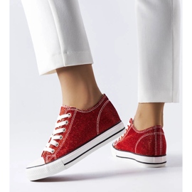 Red brocade wedge sneakers from Crete 1