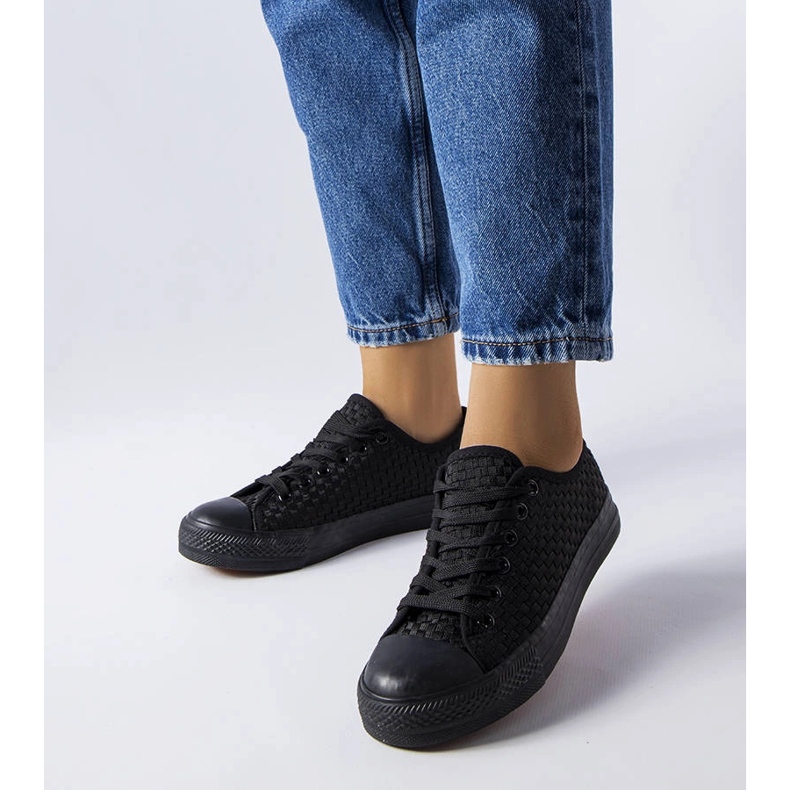 Black sneakers in woven fabric from Thibodeau 1