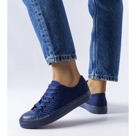 BM Navy blue woven sneakers from Thibodeau 1 BM Navy blue woven sneakers from Thibodeau 1