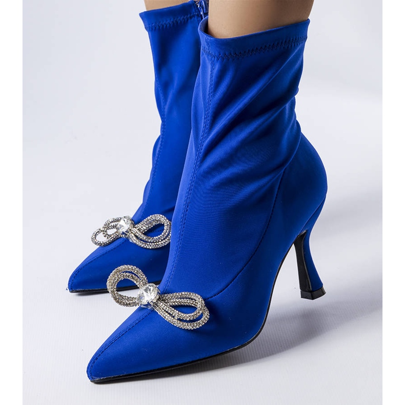 Mars blue zircon bow ankle boots 1