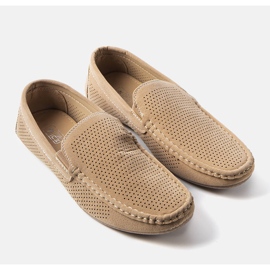 News Beige men's loafers with perforation from Laberge 1