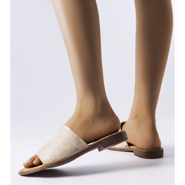 Mainville gold metallic slides beige 1