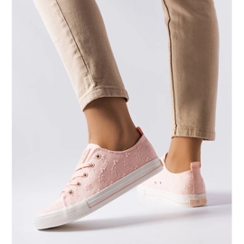 Pink sneakers with embroidery Big Star LL274224 1