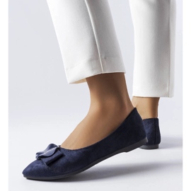 Navy blue ballerinas decorated with Rémy rhinestones 1