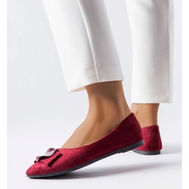 Burgundy ballerinas decorated with Rémy rhinestones red 1