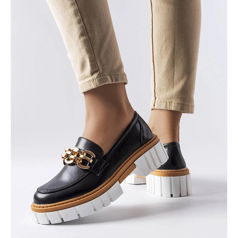 Black chunky sole loafers from Casgrain 1