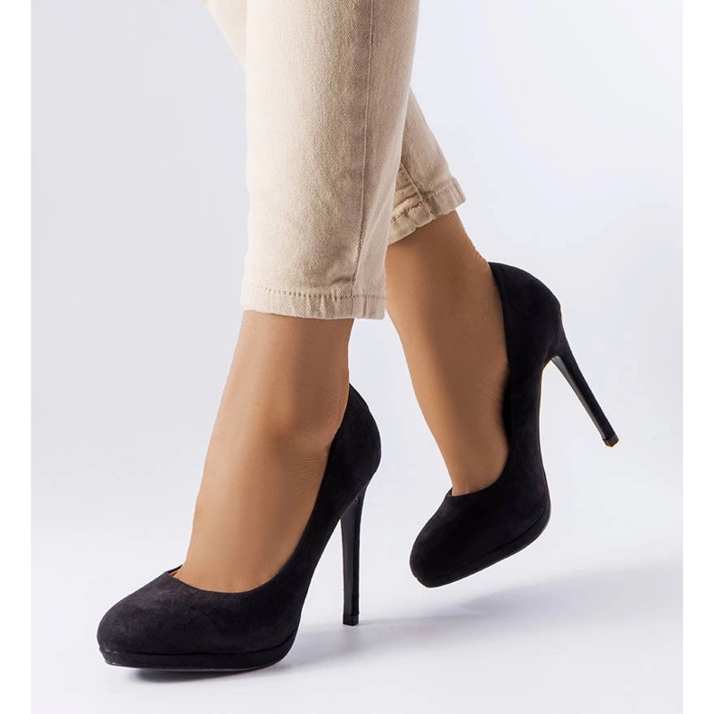 Black high heels from eco-suede Bazinet 1