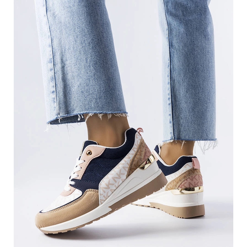 Beige and navy blue sneakers from Mireault 1