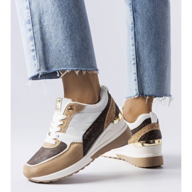 White and brown wedge sneakers from Fongemie 1