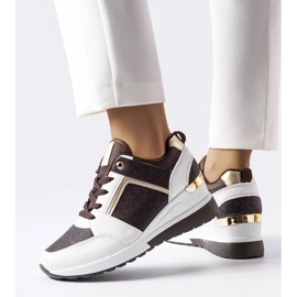 Brown and white wedge sneakers from Desche 1
