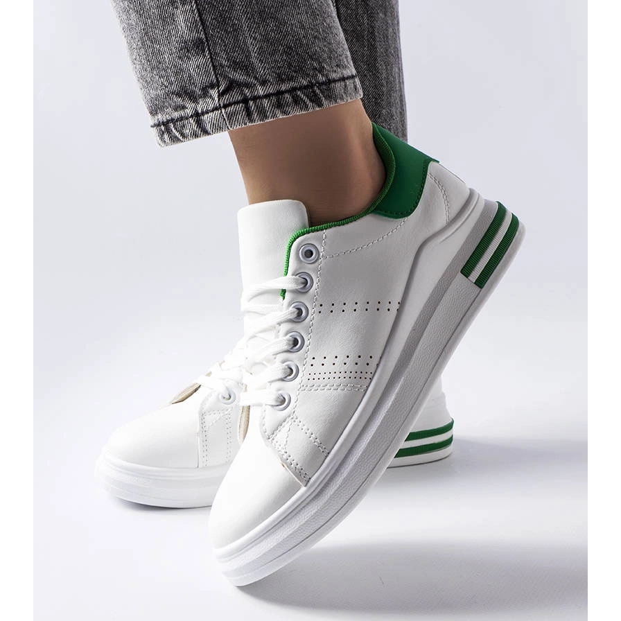 White shoes with green top back