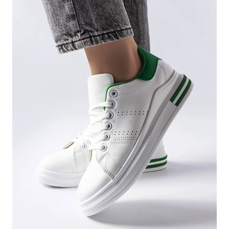 White sneakers with a green accent from Davisson 1