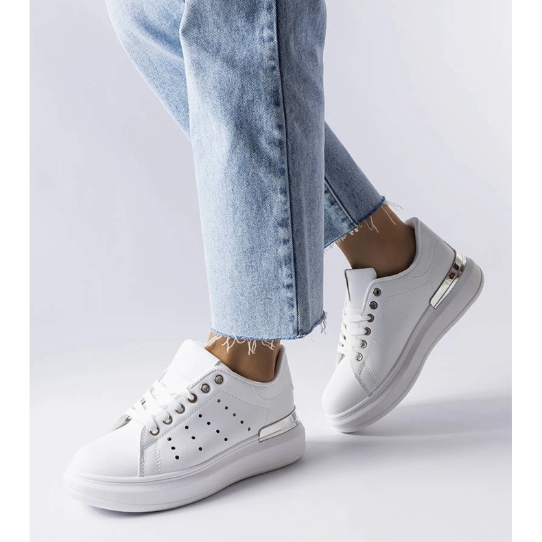 White sneakers with colored Chalut perforation 1