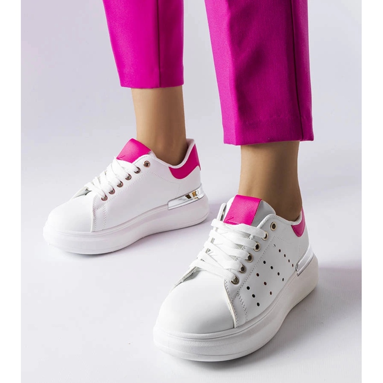 White sneakers with colored Chalut perforation 1