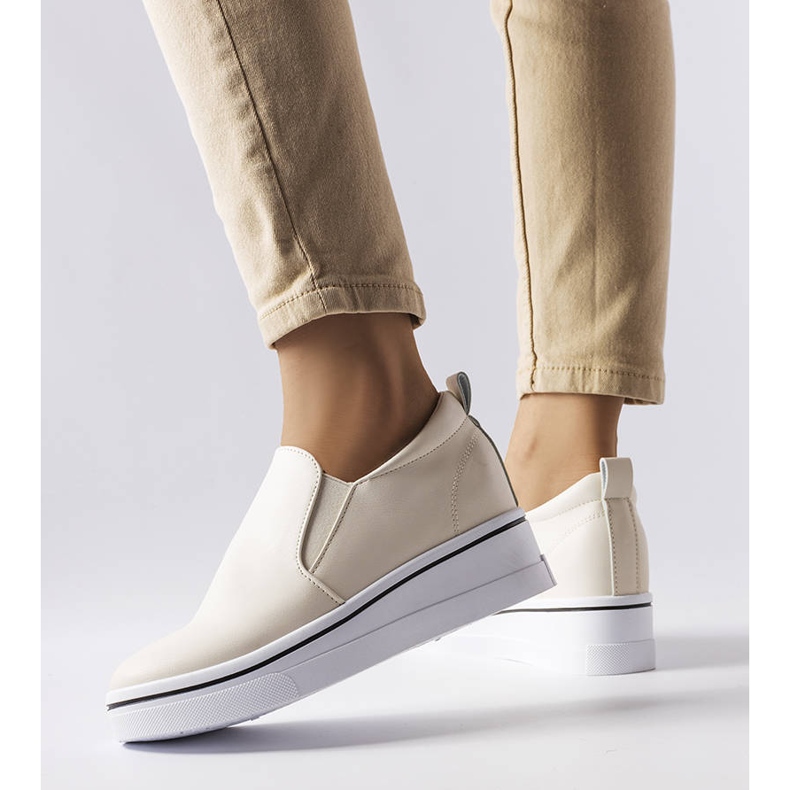 Beige slip-on wedge sneakers from Francoeur 1