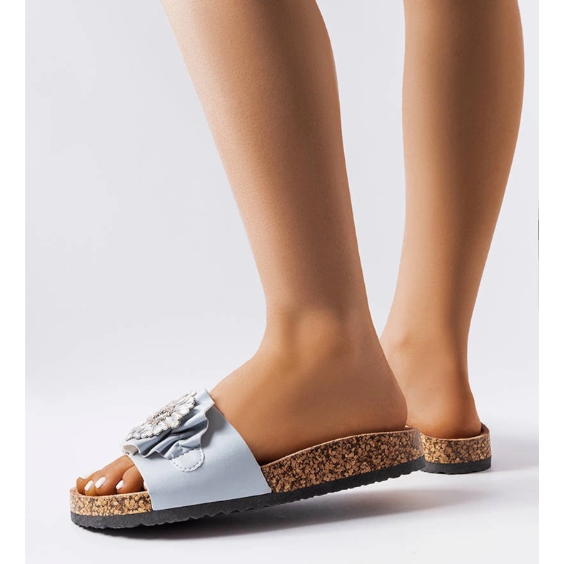 Blue cork sole sliders from Roy 1