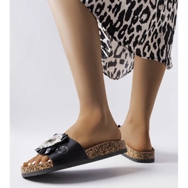 Black slides with cork soles from Roy 1