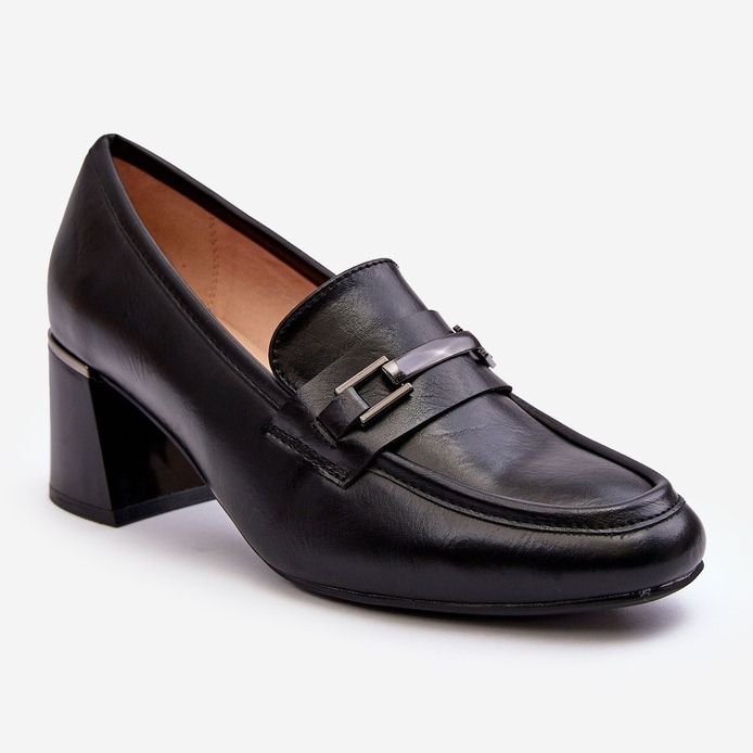 Vinceza Leather Pumps on a High Heel Black Idona 2