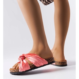 Pink slippers decorated with Fresne fabric 1