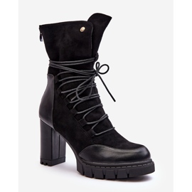 Women's High Heel Ankle Boots With Lacing Black Artie 1