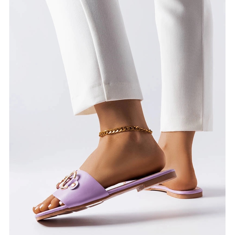 Purple elegant slides with chain from Corbin violet 1