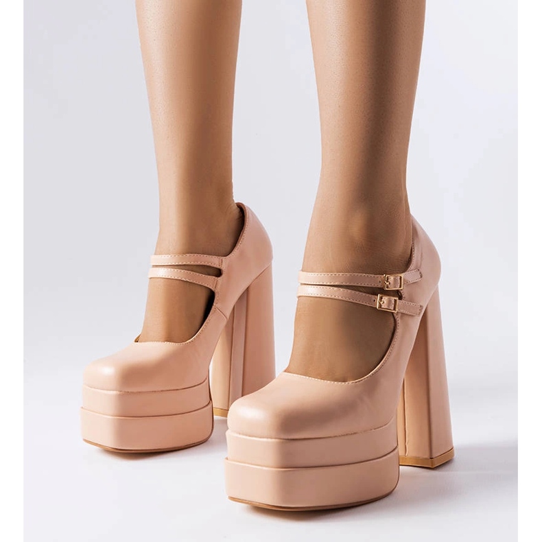 Beige high heel pumps from Chouinard 1
