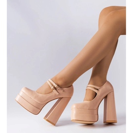 Beige high heel pumps from Chouinard 2