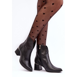 Lewski Shoes Women's Leather Cowboy Boots On High Heel Black Lewski 3166/B/2 2
