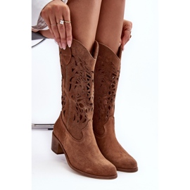 Lewski Shoes Suede Openwork Cowboy Boots Brown Lewski 3320 2 Lewski Shoes Suede Openwork Cowboy Boots Brown Lewski 3320 2