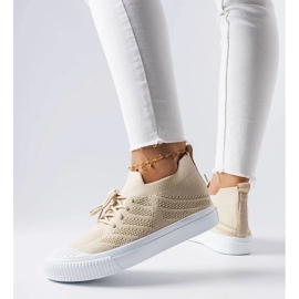 Beige sneakers made of stretch fabric from Polaire 1
