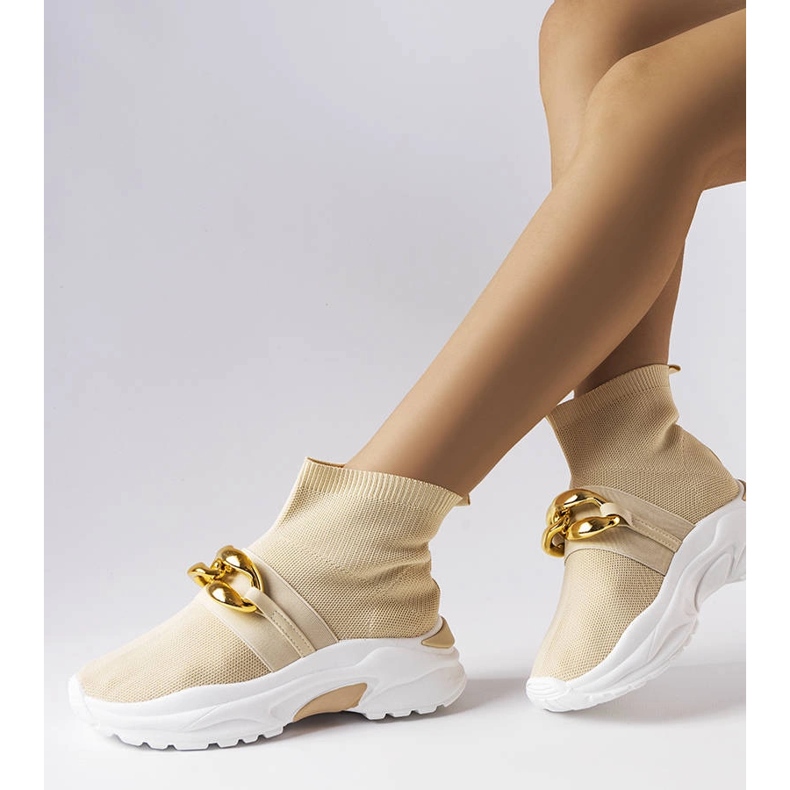 Beige sneakers with chain from Baptiste 1