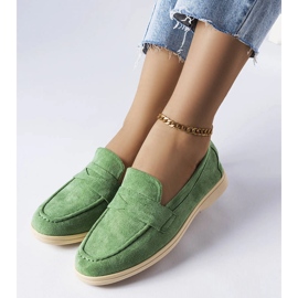 Green eco-suede moccasins from Ferragus 1