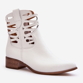 Lewski Shoes Openwork Women's Leather Boots White Lewski 3329 1 Lewski Shoes Openwork Women's Leather Boots White Lewski 3329 1