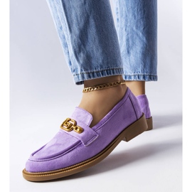 Purple elegant loafers with Ouellet embellishment 1