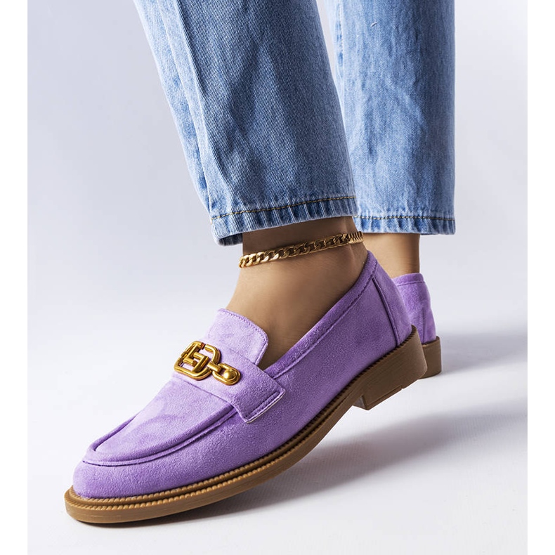 Purple elegant loafers with Ouellet embellishment violet 1