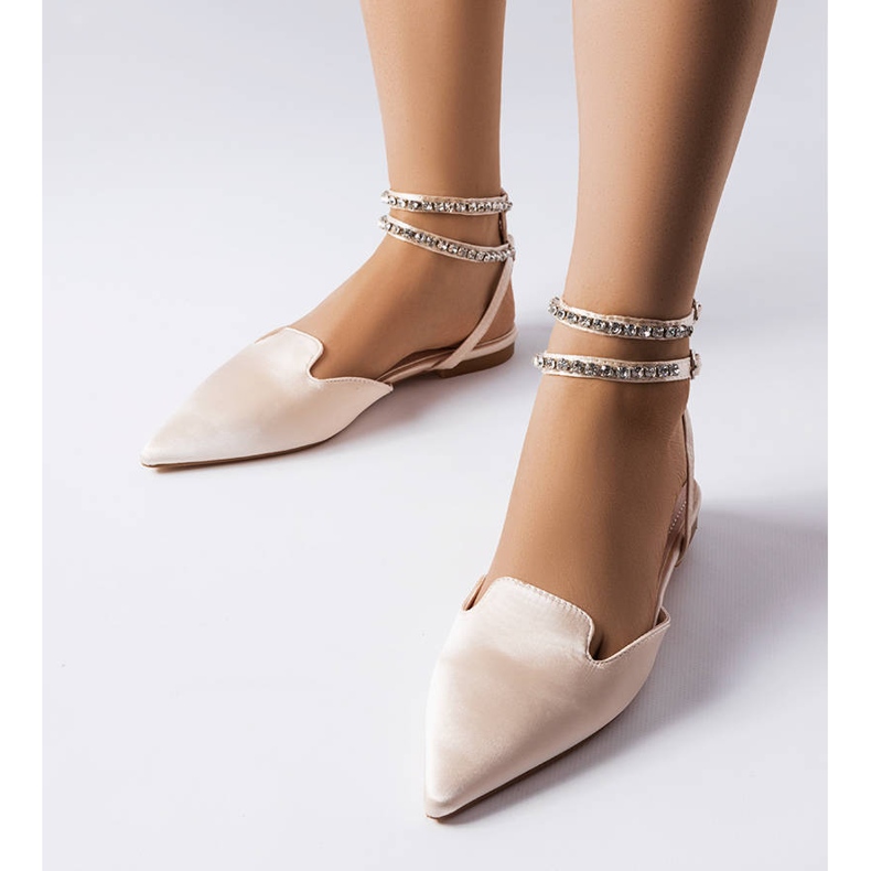 Beige sandals with a satin finish from Hewes 1