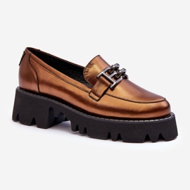 Laura Messi Women's Leather Loafers With Gold Lyndani Decoration golden 1