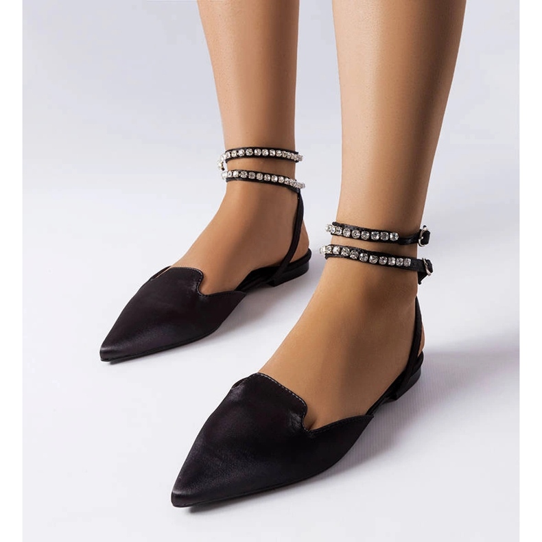 Black sandals with a satin finish from Hewes 1