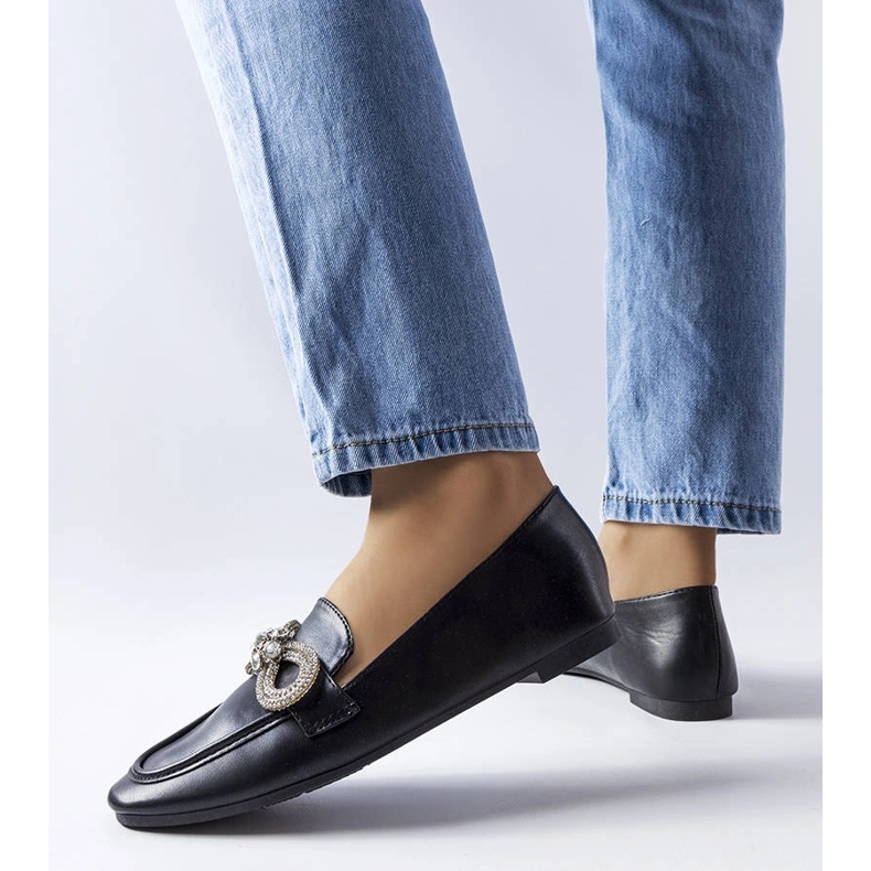 Black loafers with cubic zirconia from Quirion 1