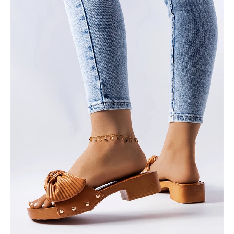 Rochefort brown low heel sliders 2