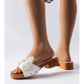 Rochefort white low heel sliders 1