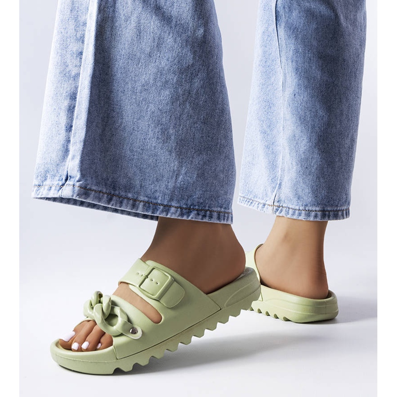 Green rubber flip flops 2