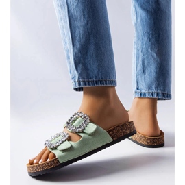 Green slides decorated with Racine rhinestones 1