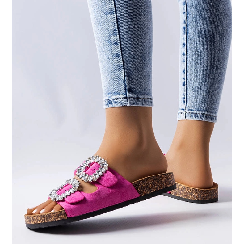 Pink slides decorated with Racine rhinestones 1